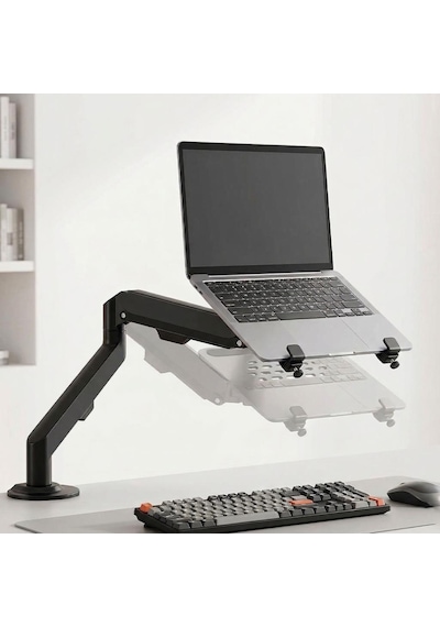 Profesyonel Amortisörlü 2 Si 1 Arada Laptop Ve Monitör Standı Ayarlanabilir Ergonomik Masaüstü Kol,