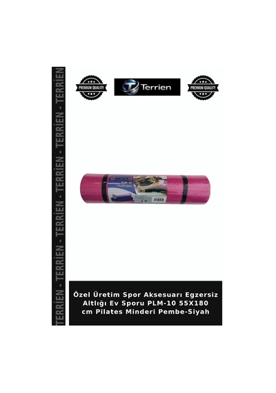 Özel Üretim Spor Aksesuarı Egzersiz Altlığı Ev Sporu Plm-10 55x180 Cm Pilates Minderi Pembe-siyah Pembe - Siyah