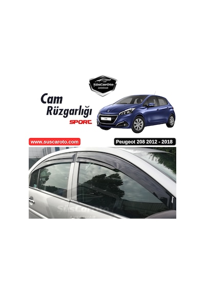 Peugeot 208 2012-2018 Uyumlu Mugen Cam Rüzgarlığı Seti Piano Black 4'lü İthal (00) (ŞüsCarOto Aksesuar)