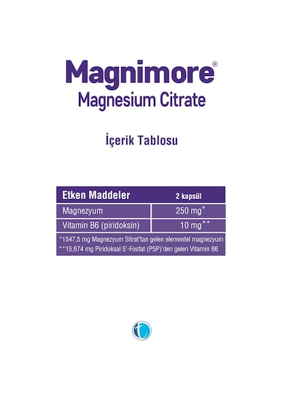 Magnimore Magnezyum Sitrat 60 Bitkisel Kapsül Vitamin B6 P5P
