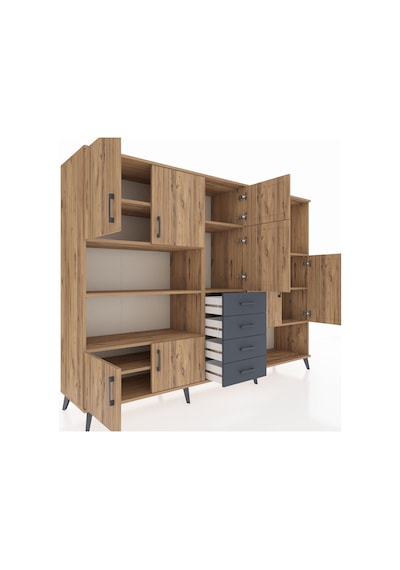 Hyperion Dolap 10 Raflı 4 Çekmeceli 8 Kapaklı 220x44x163 Çam-çam/ Çam-çam/antrasit Hyperion Dolap 10 Raflı 4 Çekmeceli 8 Kapaklı 220x44x163 Çam-çam/ Çam-çam/antrasit