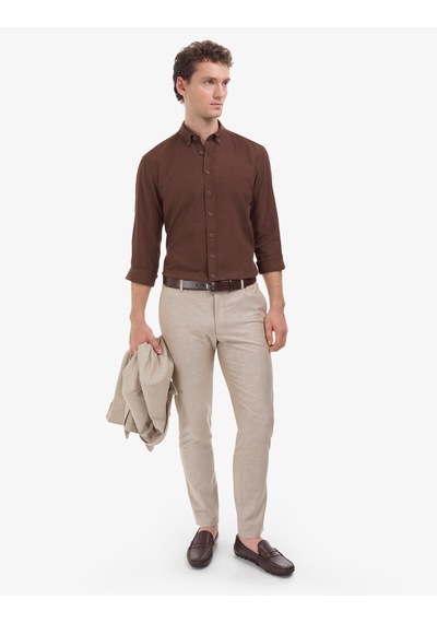 Pierre Cardin Erkek Koyu Kahverengi Gömlek Desenli 50320941-vr084