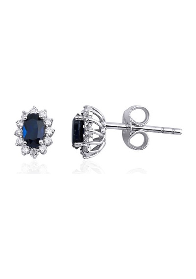 0.75 Karat Safir Pırlanta Küpe - Hrd Sertifikalı 96337186