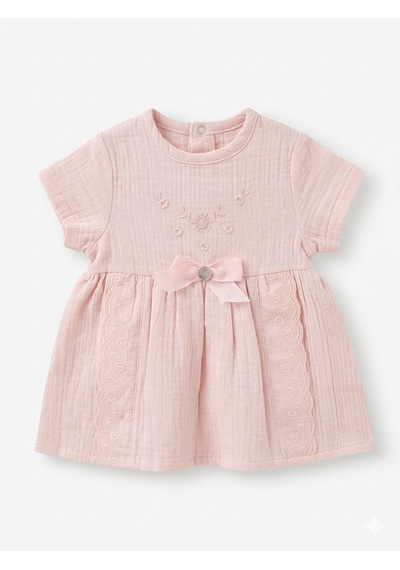 Bistyle 2li Elbise Yarım Kol Müslin Pembe