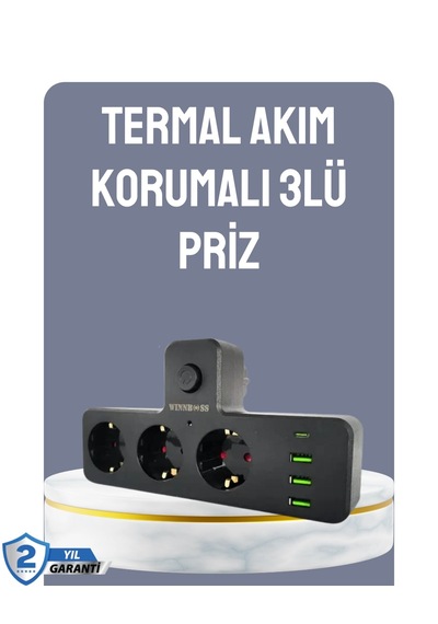 Hubrendy Tekno Anahtarlı Çoklu Priz 3 Usb 1 Type-c Hızlı Şarj Destekli 0