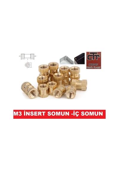 M3 Insert Çakma Somun-Iç Somun- Prinç Somun 24 Adet