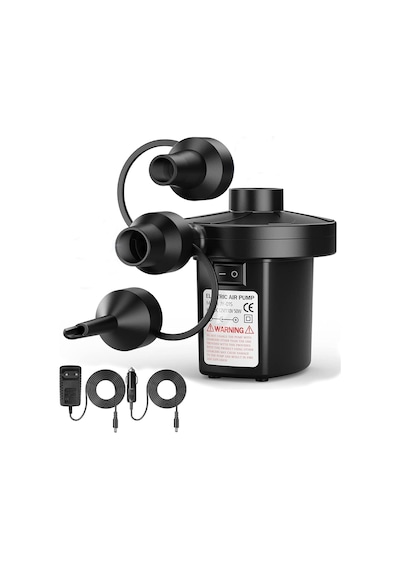 Elektrikli Hava Pompası Şişme Yatak Şişirme Vakumlama 12v Ac/50w Adaptör Ve Çakmaklık Girişli 3 Hava Nozullu Bot Simit Şişme Koltuk Deniz Yatağı Pompa Air Pump