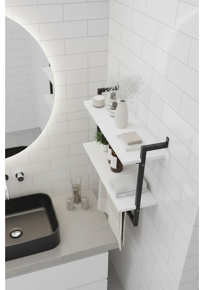2'li Duvara Monte Banyo Rafları Beyaz Diğer