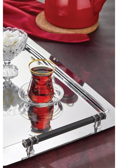 Polochef Beren Çay Kahve Sunum Tepsisi Paslanmaz Çelik Gümüş