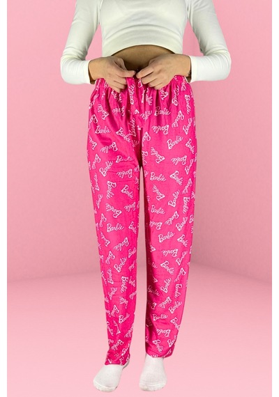 Farya Home Dreamy Soft Kadife Dokulu Desenli Süet Pijama Altı Pantolon Fuşya