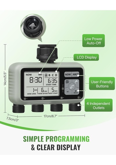 4 Bölgeli Yağmurlama Zamanlayıcı, Bahçe Hortumu Zamanlayıcı, Otomatik Sulama Sistemi, Programlanabilir Musluk, 4