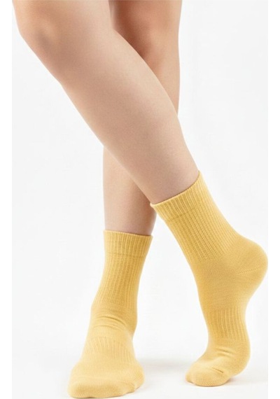 Ozzy Socks Kadın 4 Çift Bambu Lastiksiz Sıkmayan Diabetik Bilek Çorap Sarı