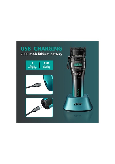 Saç Tıraş Makinesi Outer Rotor Bldc Motor Seramik Bıçak Clipper - Turkuaz - V-888c