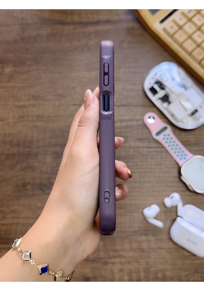 Samsung Galaxy A25 Uyumlu Premium Deri Dokulu Darbelere Karşı Dayanıklı Nazal Silikon Kılıf Mor