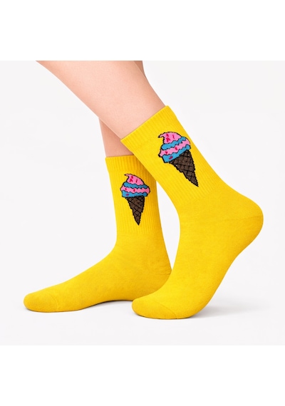 Carnaval Socks Sarı Dondurma Desenli Tenis Çorap Çok Renkli