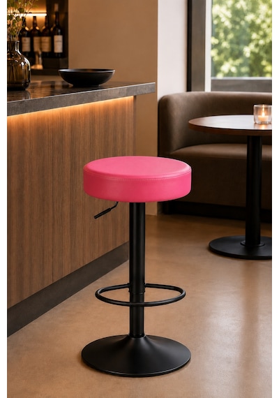 Bürocci Moni Bar Sandalyesi - Pembe - 9511y0120 - Siyah Mat Boyalı Metal Ayak