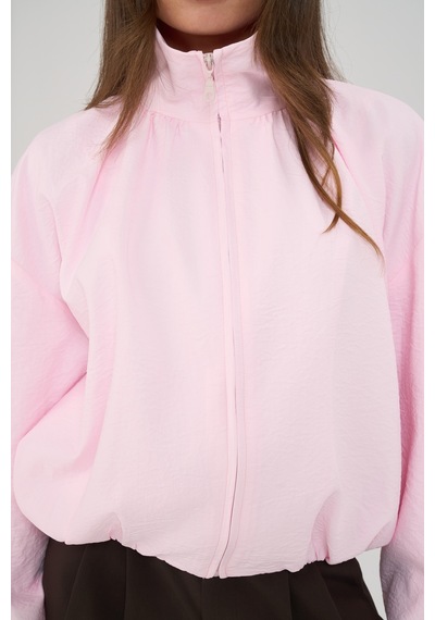 Mai Collection Positano Büzgü Detay Pembe Bomber Ceket