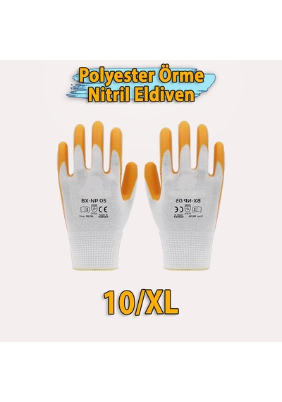Polyester Örme Nitril Eldiven 10xl Kaplama Dayanıklı İş Eldiveni İmalat Montaj Lojistik Tarım Sanayi