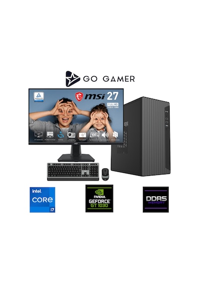 Go Gamer E537DF i7-14700F 32 GB 1 TB SSD GT1030 4 GB 27" Free Dos Oem Paket Masaüstü Oyuncu Bilgisayarı