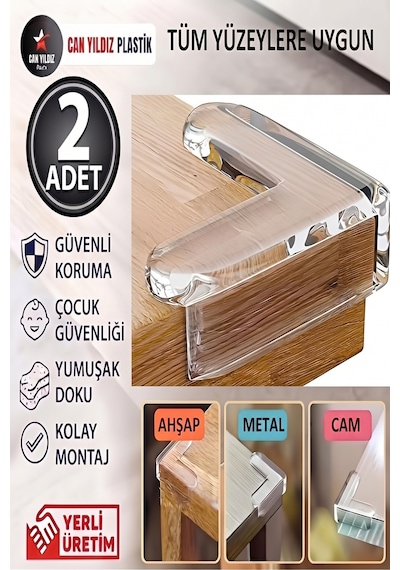 Şeffaf Yapışkanlı Kenar Ve Köşe Koruyucu Çocuk Kenar Köşe Koruma 2 Adet Şeffaf