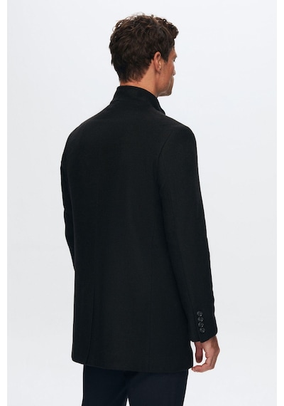 D's Damat Ds Damat Regular Fit Siyah Hakim Yaka Kaşe Kaban 5HF08ORT10002 Siyah