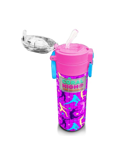 Coral High Kids Pembe Mor Voleybol Desenli Pipetli Ve Direkt İçim Çelik Termos 500 Ml 31795 Pembe - Turkuaz