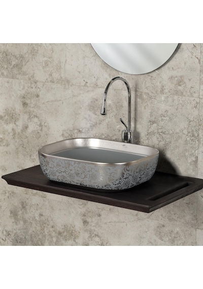 Eh-4290mgg Tezgah Üstü Porselen Lavabo Gri - Gümüş