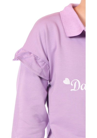 Toontoy Kız Çocuk Nakışlı Sweatshirt Lila