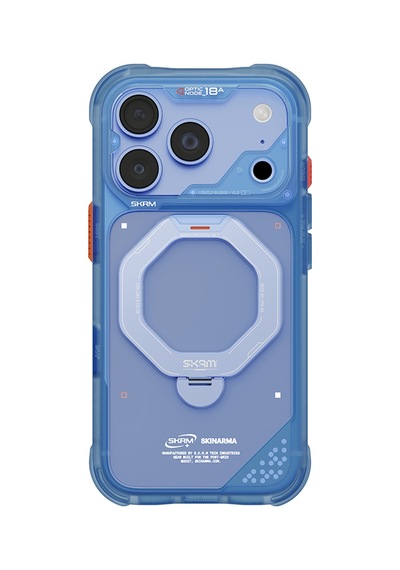 Apple Uyumlu iPhone 18 Pro Uyumlu Kılıf M-safe Şarj Özellikli Standlı Skinarma Saturn Kapak Mavi