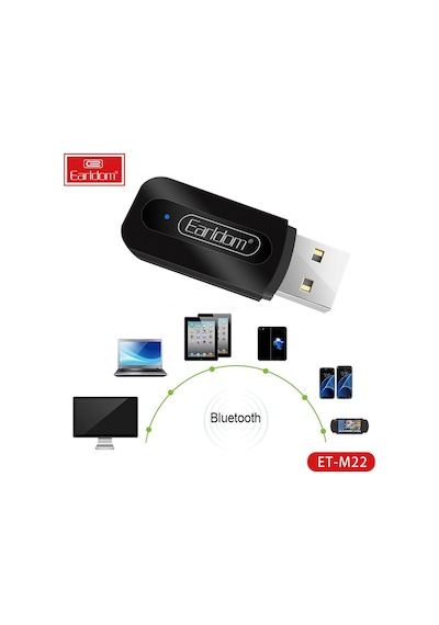 Earldom M22 Bluetooth 5.0 Usb Aux Dönüştürücü - Siyah M414