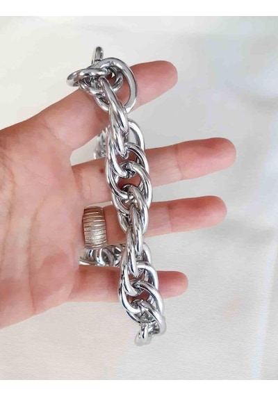 Angel Çanta Aksesuar 35 Cm Çift Halka Döngülü Zincir Gümüş Renk