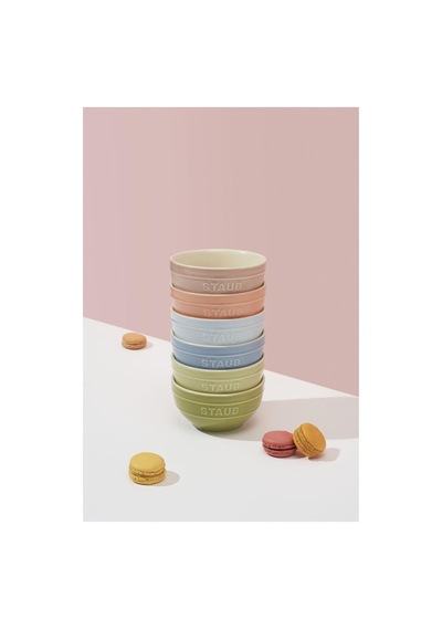 Ceramique Makaron Kase Seti, 400 Ml, Müsli Kaseleri, Servis Kaseleri, Tatlı Kaseleri, Karışık Renkler, Seramik, 12 Cm, 6 Parça Çok Renkli