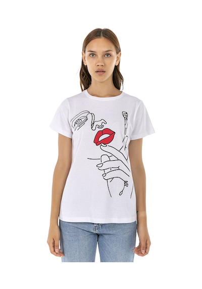 Kadın Penye Baskılı 6'lı Paket T-shirt Çok Renkli