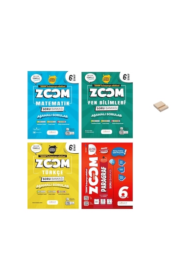 6. Sınıf Zoom Matematik Fen Türkçe Ve Paragraf Soru Bankası 4lü Set + Telefon Standı