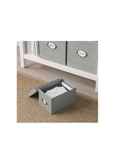 Ikea Kvarnvık Kapaklı Karton Depolama Kutusu 18 X 25 X 15 Cm Gri