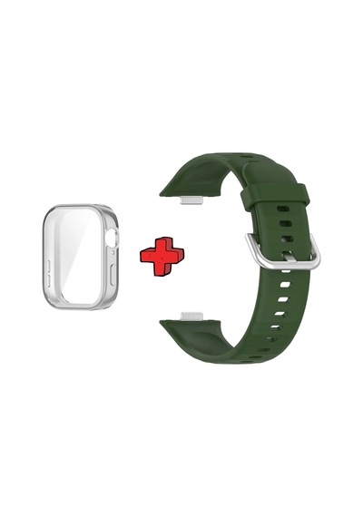 Watch Fit 3 İle Uyumlu Kasa Ekran Koruyucu Ve Jel Silikon Kordon 2in1 Renk112