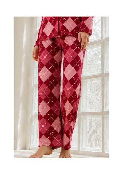 Fit Women Kadın Regular Bürümcük Kırmızı Pijama Takımı