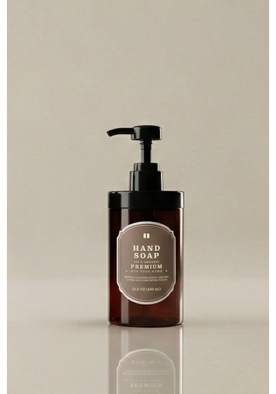 Buççin Online Mağaza 400 Ml Amber Sıvı Sabunluk - Hand Soap Etiketli - Mutfak & Banyo Sabun Şişesi 400hsc Plastik Kahve Çok Renkli