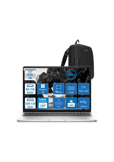 Dell Pro 16 PC16250BTO105H31 Ultra 5-235U 80 GB 256 GB SSD 16" W11H Dizüstü Bilgisayar + Zetta Çanta