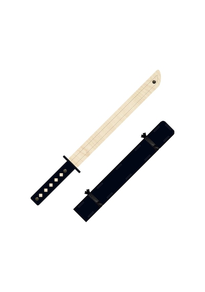 Ahşap Samuray Seti 3 Lü Katana Kılıcı + Kohga + Kunai  Siyah
