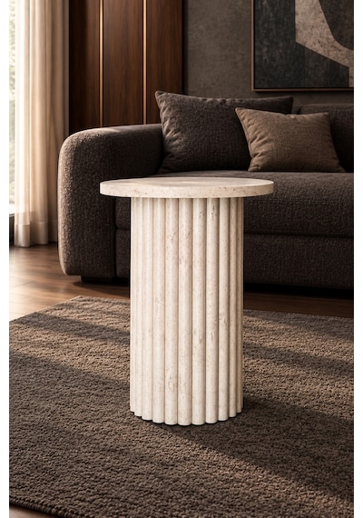 Soyasis Nola Bohem Yan Sehpa 40 Cm - Traverten-traverten
