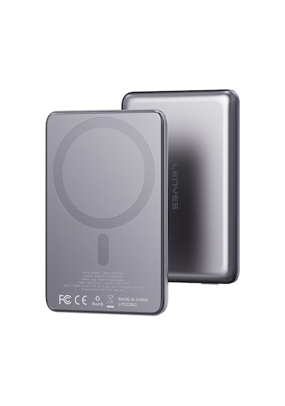 Lenyes Pw0015d Ultra İnce Led Göstergeli Wireless Powerbank 15w 5000mah Gri