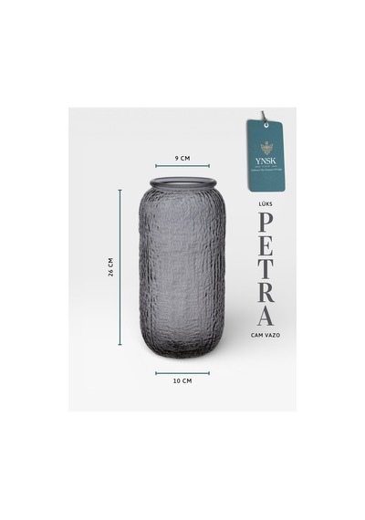 Chacha Home Luxury Petra İthal Cam Vazo 26 Cm Gri