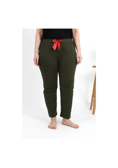 Mtm My The Mall Kadın Pamuklu Büyük Beden Alt Pijama Haki Haki