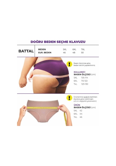Alya Underwear Kadın Battal Külot - 3 Adet Ten 5xl, 6xl, 7xl Siyah