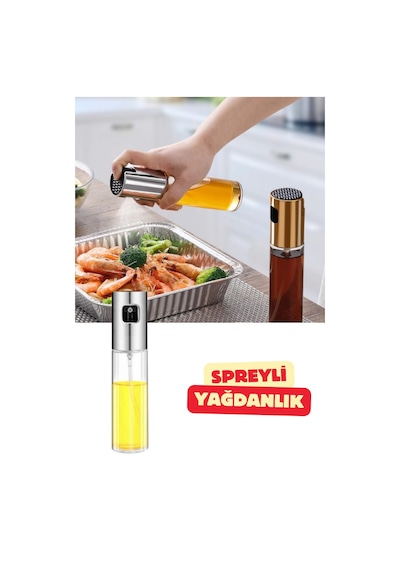 Spreyli Cam Yağdanlık Yağ Sirke Limon Püskürtme Yağdanlığı 100 Ml Gri Diğer