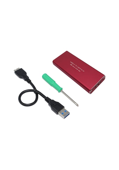 Wozlo M.2 NGFF to USB 3.0 SSD SATA HDD Aliminyum Harddisk Kutusu Kırmızı