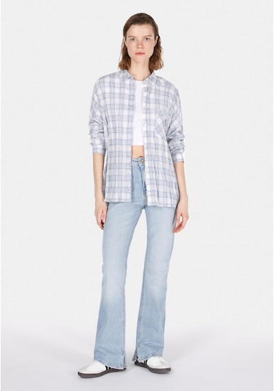 Colin's Colins Relaxed Fit Shirt Neck Ekoseli Kadın Mavi Uzun Kol Gömlek Cl1073287 Cl1073287 Q1.v1 Lbl Açık Mavi