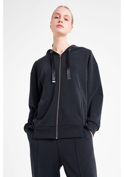Lescon 25n-2103 Kadın Fermuarlı Kapüşonlu Sweatshirt - Siyah SiYAH