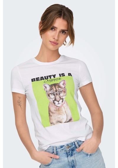 Only Onlvıbe Lıfe S/s Glasses Beyaz Kadın Kısa Kol T-shirt Beyaz